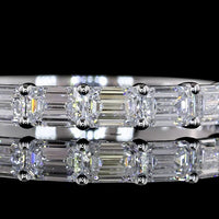 14K White Gold Half Eternity Band with East-West Emerald Cut Lab Diamonds - 1.00 Carat Total Weight, E-F Color VS1 Clarity - Covaloro Fine Jewelry