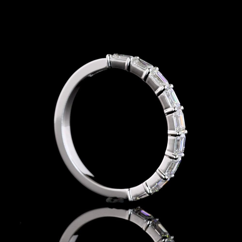 14K White Gold Half Eternity Band with East-West Emerald Cut Lab Diamonds - 1.00 Carat Total Weight, E-F Color VS1 Clarity - Covaloro Fine Jewelry
