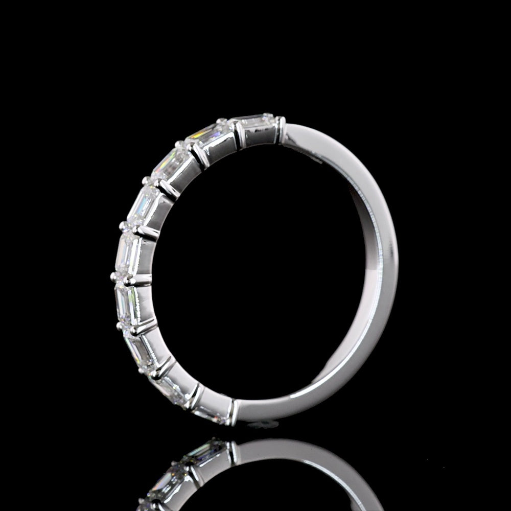 14K White Gold Half Eternity Band with East-West Emerald Cut Lab Diamonds - 1.00 Carat Total Weight, E-F Color VS1 Clarity - Covaloro Fine Jewelry