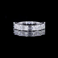 14K White Gold Half Eternity Band with East-West Emerald Cut Lab Diamonds - 2.58 Carat Total Weight - Covaloro Fine Jewelry