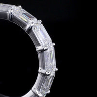 14K White Gold Half Eternity Band with East-West Emerald Cut Lab Diamonds - 2.58 Carat Total Weight - Covaloro Fine Jewelry