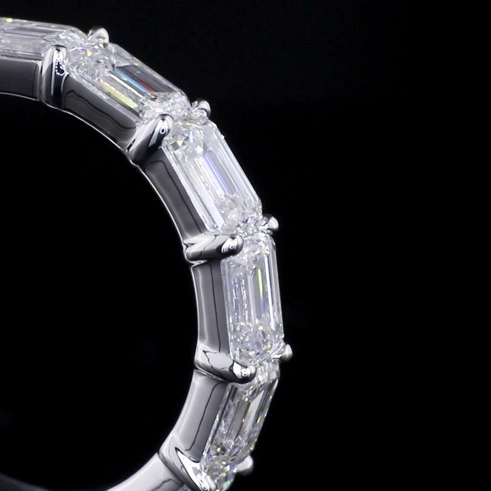 14K White Gold Half Eternity Band with East-West Emerald Cut Lab Diamonds - 2.58 Carat Total Weight - Covaloro Fine Jewelry