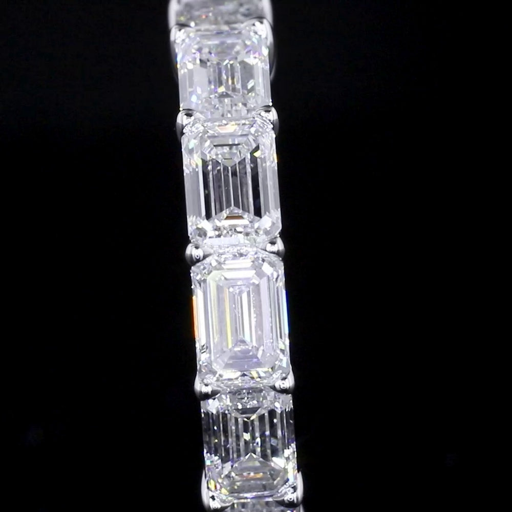 14K White Gold Half Eternity Band with East-West Emerald Cut Lab Diamonds - 2.58 Carat Total Weight - Covaloro Fine Jewelry