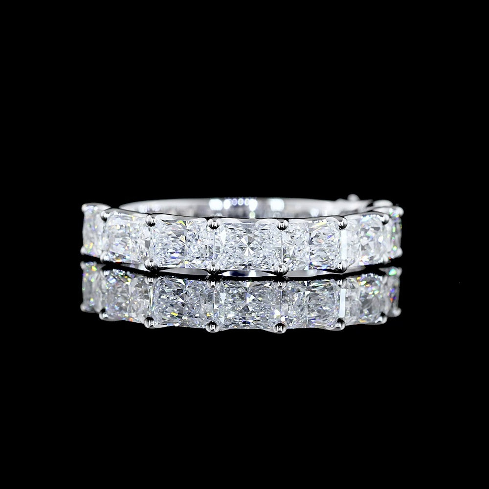 14K White Gold Half Eternity Band with East-West Prong Set Radiant Cut Lab Diamonds - 1.99 Total Carat Weight, E-F Color, VS Clarity - Covaloro Fine Jewelry