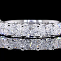 14K White Gold Half Eternity Band with East-West Prong Set Radiant Cut Lab Diamonds - 1.99 Total Carat Weight, E-F Color, VS Clarity - Covaloro Fine Jewelry