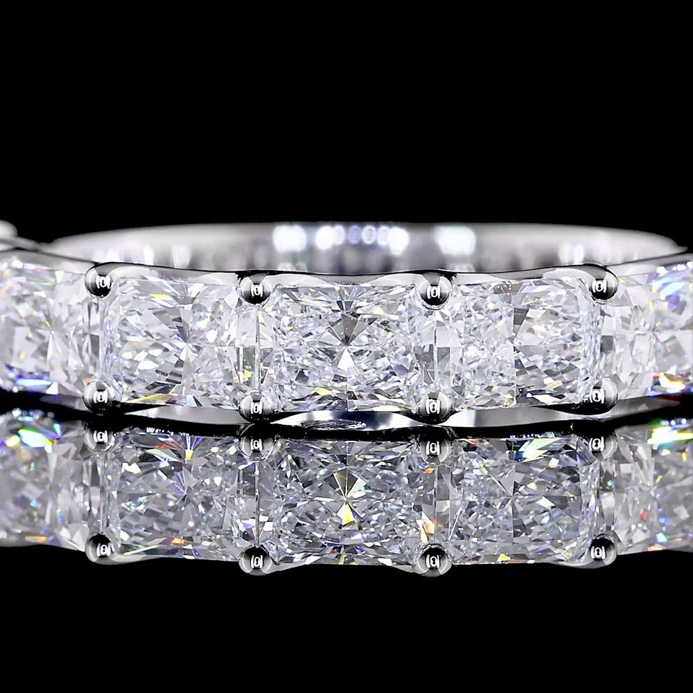 14K White Gold Half Eternity Band with East-West Prong Set Radiant Cut Lab Diamonds - 1.99 Total Carat Weight, E-F Color, VS Clarity - Covaloro Fine Jewelry