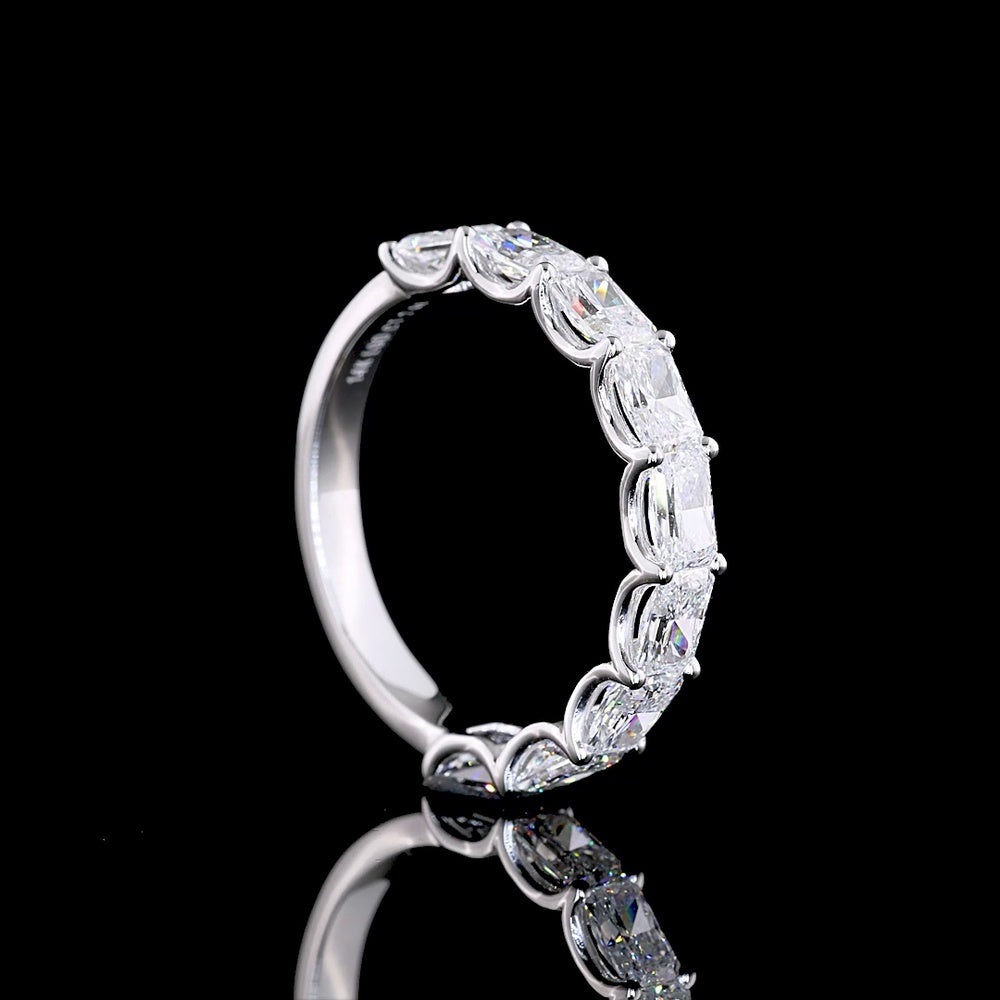 14K White Gold Half Eternity Band with East-West Prong Set Radiant Cut Lab Diamonds - 1.99 Total Carat Weight, E-F Color, VS Clarity - Covaloro Fine Jewelry
