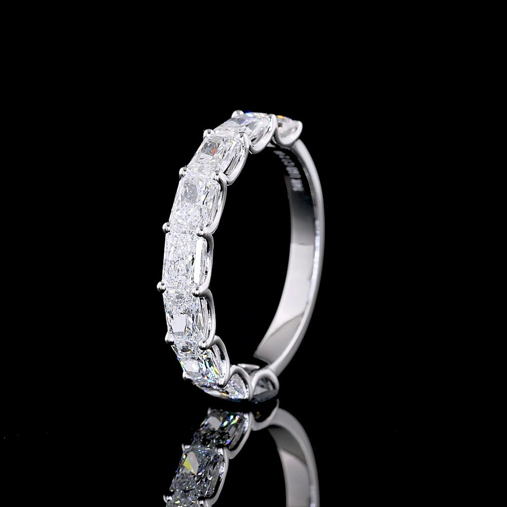 14K White Gold Half Eternity Band with East-West Prong Set Radiant Cut Lab Diamonds - 1.99 Total Carat Weight, E-F Color, VS Clarity - Covaloro Fine Jewelry