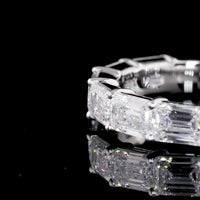 14K White Gold Half Eternity Band with East-West Set Emerald Cut Lab Diamonds - 2.06 Carat Total Diamond Weight E-F Color VVS2 Clarity - Covaloro Fine Jewelry