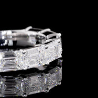14K White Gold Half Eternity Band with East-West Set Emerald Cut Lab Diamonds - 2.06 Carat Total Diamond Weight E-F Color VVS2 Clarity - Covaloro Fine Jewelry
