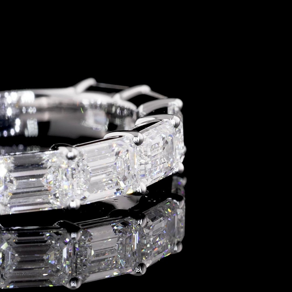 14K White Gold Half Eternity Band with East-West Set Emerald Cut Lab Diamonds - 2.06 Carat Total Diamond Weight E-F Color VVS2 Clarity - Covaloro Fine Jewelry