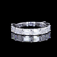 14K White Gold Half Eternity Band with East-West Set Emerald Cut Lab Diamonds - 2.85 Carat Total Weight, E VVS2 - Covaloro Fine Jewelry