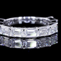 14K White Gold Half Eternity Band with East-West Set Emerald Cut Lab Diamonds - 2.85 Carat Total Weight, E VVS2 - Covaloro Fine Jewelry