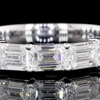 14K White Gold Half Eternity Band with East-West Set Emerald Cut Lab Diamonds - 4.05 Carats Total Diamond Weight - Covaloro Fine Jewelry