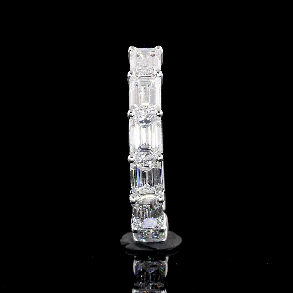 14K White Gold Half Eternity Band with East-West Set Emerald Cut Lab Diamonds - 4.05 Carats Total Diamond Weight - Covaloro Fine Jewelry