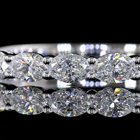 14K White Gold Half Eternity Band with East-West Set Oval Lab Diamonds - 0.86 Carat Total Diamond Weight - Covaloro Fine Jewelry