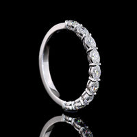 14K White Gold Half Eternity Band with East-West Set Oval Lab Diamonds - 0.86 Carat Total Diamond Weight - Covaloro Fine Jewelry