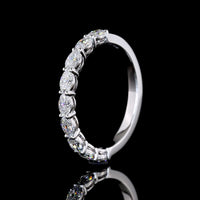 14K White Gold Half Eternity Band with East-West Set Oval Lab Diamonds - 0.86 Carat Total Diamond Weight - Covaloro Fine Jewelry