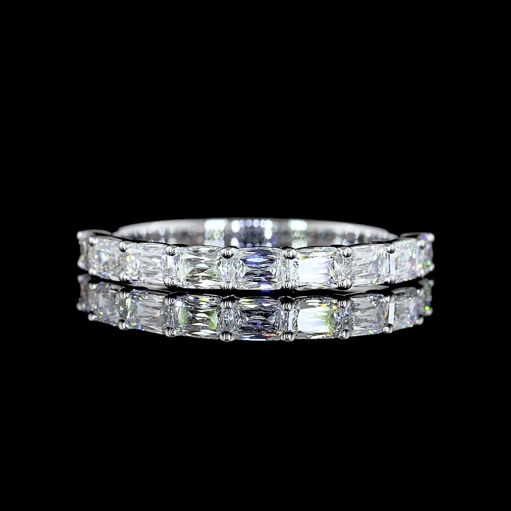 14K White Gold Half Eternity Band with East-West Set Radiant Cut Lab Diamonds - 1.00 Total Carat Weight, E-F Color, VS Clarity - Covaloro Fine Jewelry