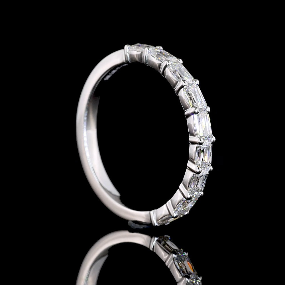 14K White Gold Half Eternity Band with East-West Set Radiant Cut Lab Diamonds - 1.00 Total Carat Weight, E-F Color, VS Clarity - Covaloro Fine Jewelry