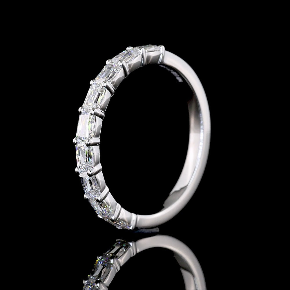 14K White Gold Half Eternity Band with East-West Set Radiant Cut Lab Diamonds - 1.00 Total Carat Weight, E-F Color, VS Clarity - Covaloro Fine Jewelry