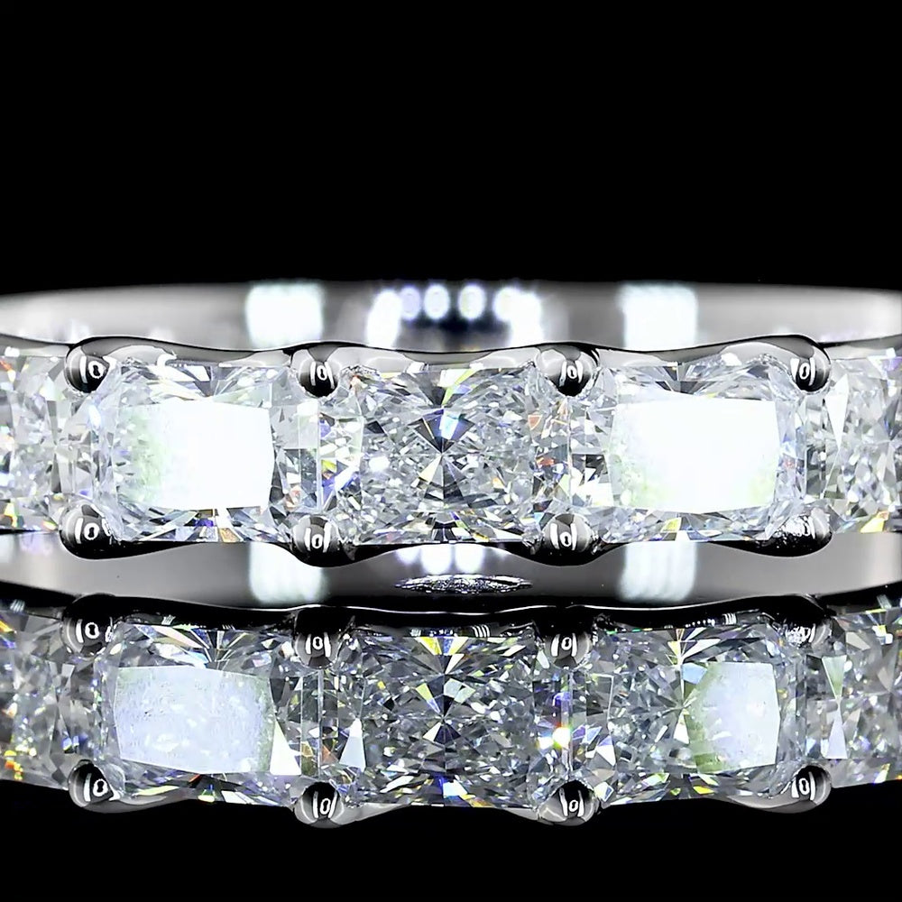 14K White Gold Half Eternity Band with East-West Set Radiant Cut Lab Diamonds - 1.08 Total Carat Weight, E-F Color VS2 Clarity - Covaloro Fine Jewelry