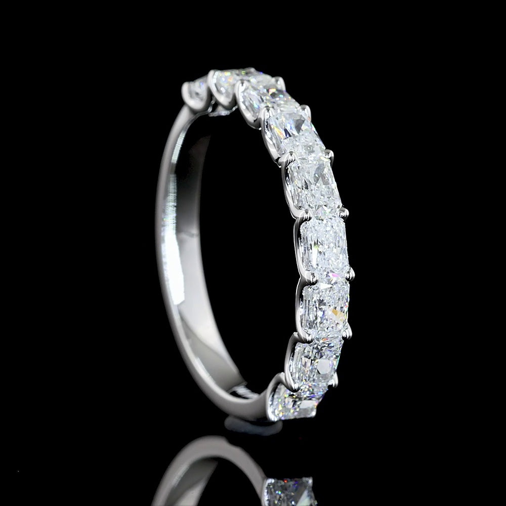 14K White Gold Half Eternity Band with East-West Set Radiant Cut Lab Diamonds - 1.08 Total Carat Weight, E-F Color VS2 Clarity - Covaloro Fine Jewelry