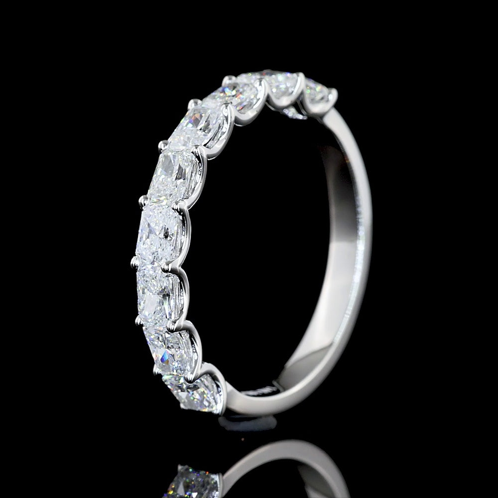 14K White Gold Half Eternity Band with East-West Set Radiant Cut Lab Diamonds - 1.08 Total Carat Weight, E-F Color VS2 Clarity - Covaloro Fine Jewelry