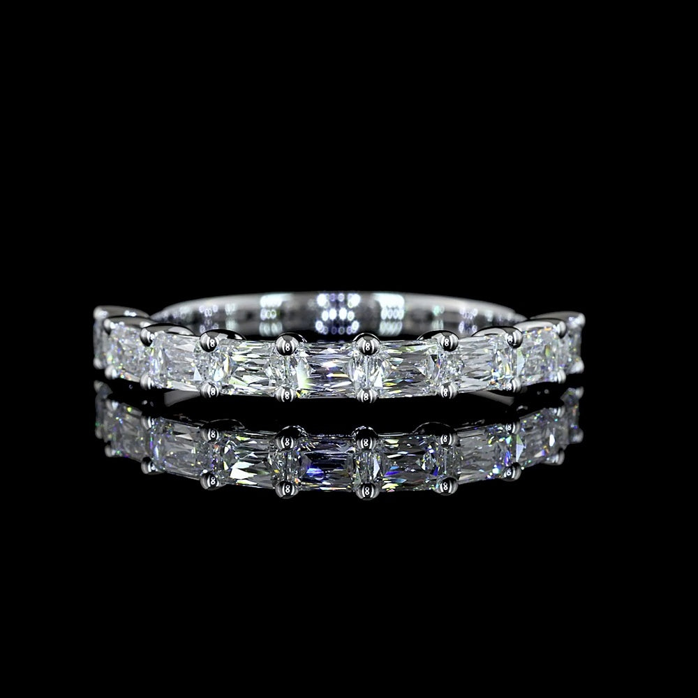 14K White Gold Half Eternity Band with East-West Set Radiant Modified Cut Lab Diamonds - 0.94 Carats Total Diamond Weight - Covaloro Fine Jewelry