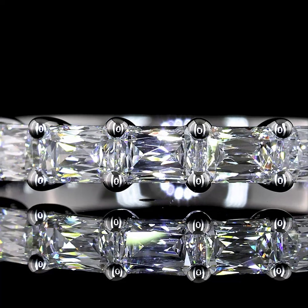 14K White Gold Half Eternity Band with East-West Set Radiant Modified Cut Lab Diamonds - 0.94 Carats Total Diamond Weight - Covaloro Fine Jewelry