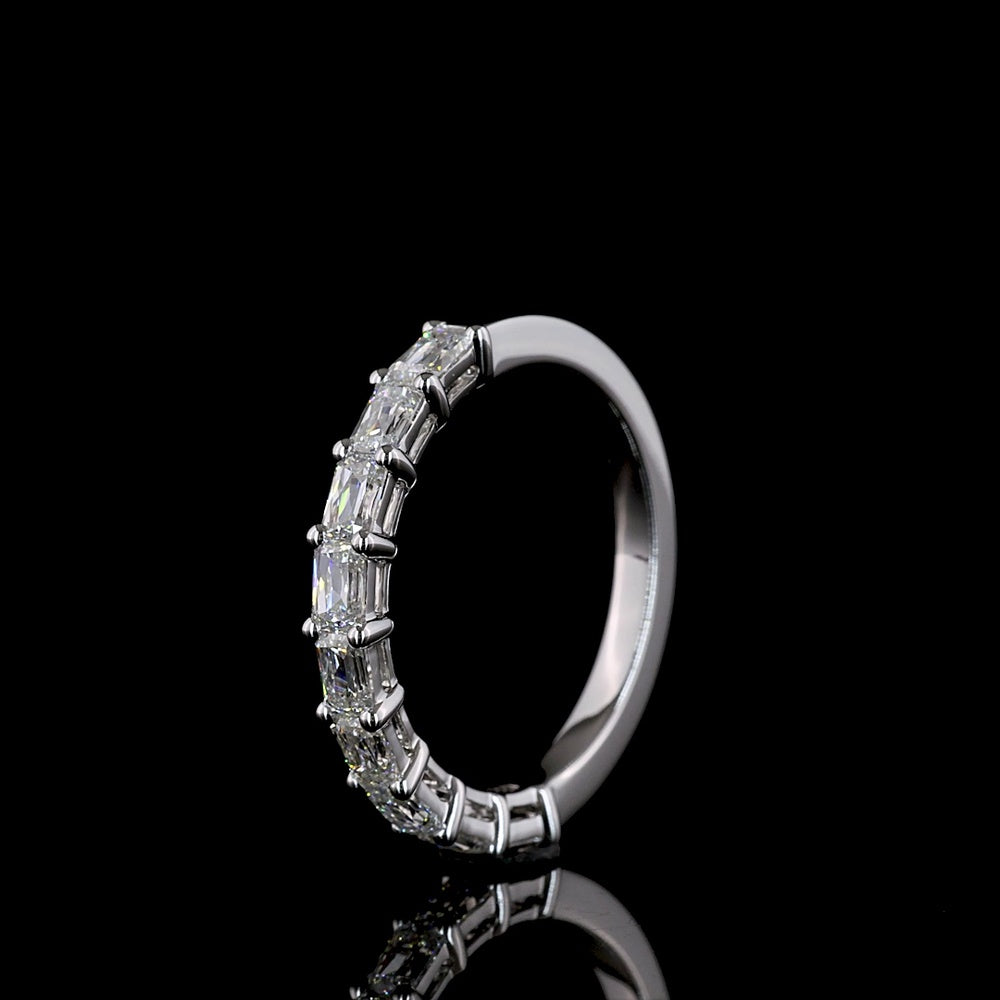 14K White Gold Half Eternity Band with East-West Set Radiant Modified Cut Lab Diamonds - 0.94 Carats Total Diamond Weight - Covaloro Fine Jewelry