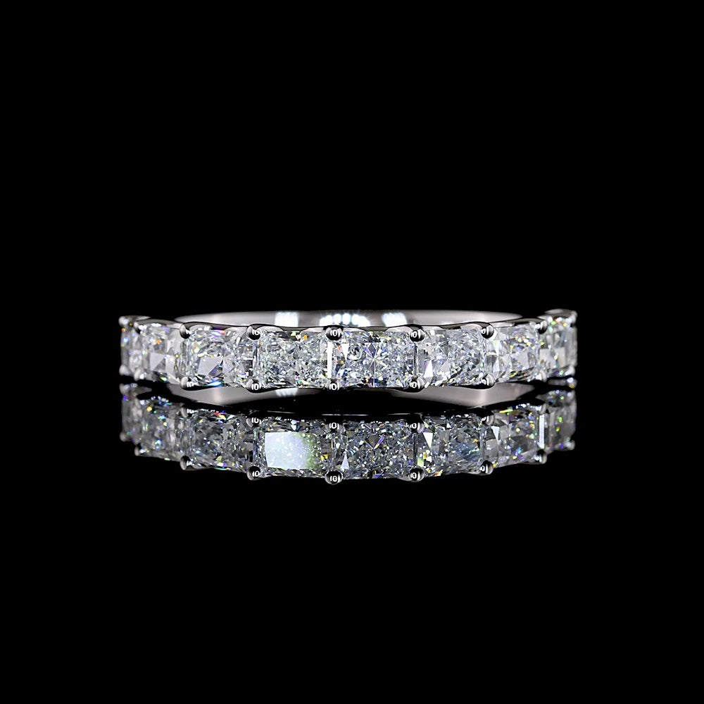 14K White Gold Half Eternity Band with East-West U-Prong Set Radiant Cut Lab Diamonds - 1.17 Carat Total Diamond Weight - Covaloro Fine Jewelry
