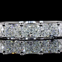 14K White Gold Half Eternity Band with East-West U-Prong Set Radiant Cut Natural Diamonds - 1.86 Carat Total Diamond Weight - Covaloro Fine Jewelry