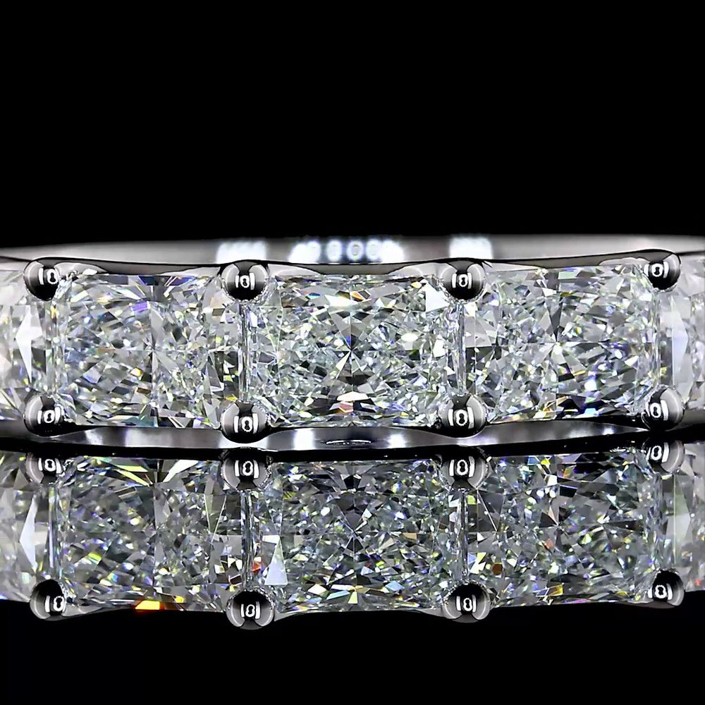 14K White Gold Half Eternity Band with East-West U-Prong Set Radiant Cut Natural Diamonds - 1.86 Carat Total Diamond Weight - Covaloro Fine Jewelry