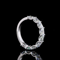 14K White Gold Half Eternity Band with East-West U-Prong Set Radiant Cut Natural Diamonds - 1.86 Carat Total Diamond Weight - Covaloro Fine Jewelry