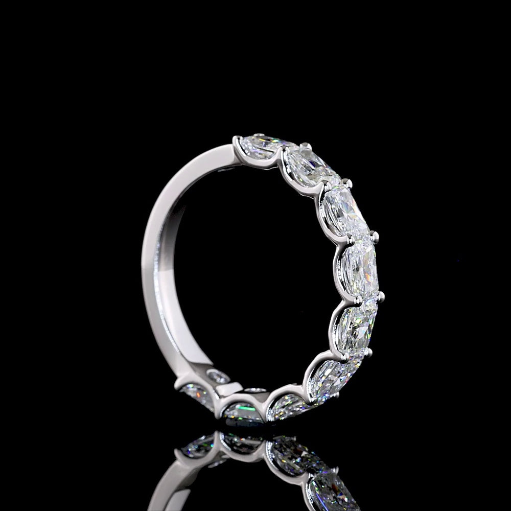 14K White Gold Half Eternity Band with East-West U-Prong Set Radiant Cut Natural Diamonds - 1.86 Carat Total Diamond Weight - Covaloro Fine Jewelry