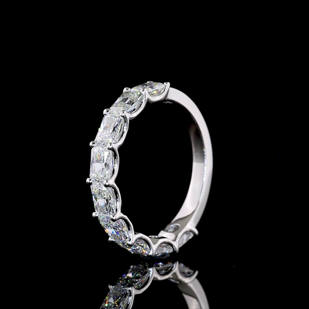 14K White Gold Half Eternity Band with East-West U-Prong Set Radiant Cut Natural Diamonds - 1.86 Carat Total Diamond Weight - Covaloro Fine Jewelry