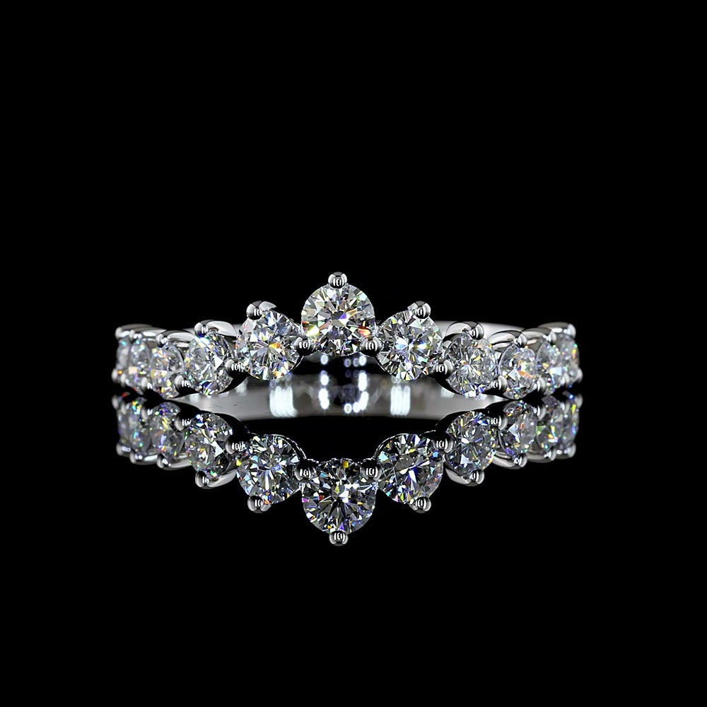 14K White Gold Half Eternity Band with Graduated Round Lab Diamonds - 0.76 Carat Total Diamond Weight E-F VS - Covaloro Fine Jewelry