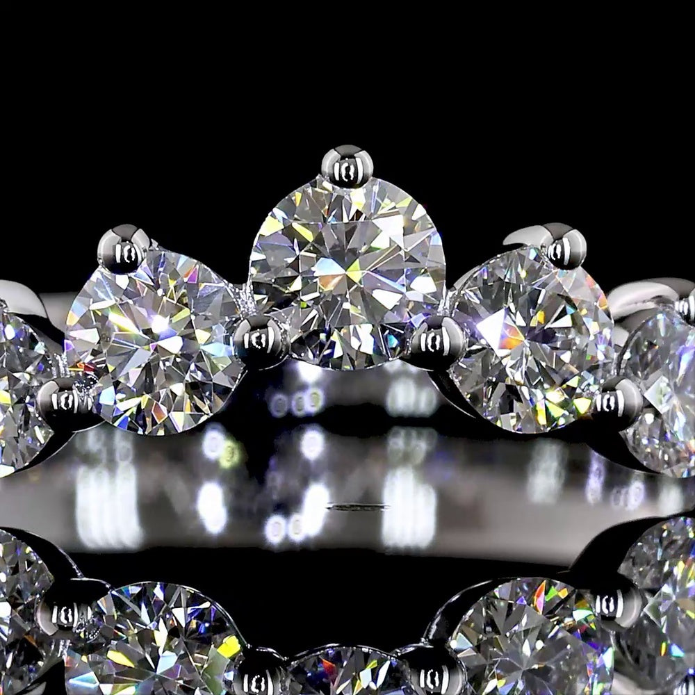 14K White Gold Half Eternity Band with Graduated Round Lab Diamonds - 0.76 Carat Total Diamond Weight E-F VS - Covaloro Fine Jewelry