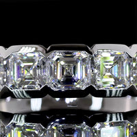 14K White Gold Half Eternity Band with Half Bezel Set Asscher Cut Lab Diamonds - 2.03 Carats Total Diamond Weight - Covaloro Fine Jewelry
