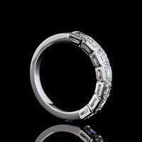 14K White Gold Half Eternity Band with Half Bezel Set Asscher Cut Lab Diamonds - 2.03 Carats Total Diamond Weight - Covaloro Fine Jewelry