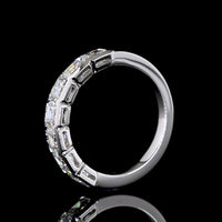 14K White Gold Half Eternity Band with Half Bezel Set Asscher Cut Lab Diamonds - 2.03 Carats Total Diamond Weight - Covaloro Fine Jewelry