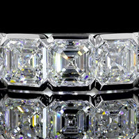 14K White Gold Half Eternity Band with Half-Bezel Set Asscher Cut Lab Diamonds - 5.08 Carat Total Weight - Covaloro Fine Jewelry