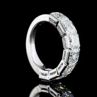 14K White Gold Half Eternity Band with Half-Bezel Set Asscher Cut Lab Diamonds - 5.08 Carat Total Weight - Covaloro Fine Jewelry