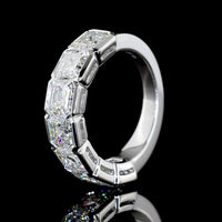 14K White Gold Half Eternity Band with Half-Bezel Set Asscher Cut Lab Diamonds - 5.08 Carat Total Weight - Covaloro Fine Jewelry
