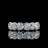 14K White Gold Half Eternity Band with Half Bezel Set Round Lab Diamonds (E-F, VS2) - 2.36 Carats Total Diamond Weight - Covaloro Fine Jewelry
