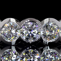14K White Gold Half Eternity Band with Half Bezel Set Round Lab Diamonds (E-F, VS2) - 2.36 Carats Total Diamond Weight - Covaloro Fine Jewelry