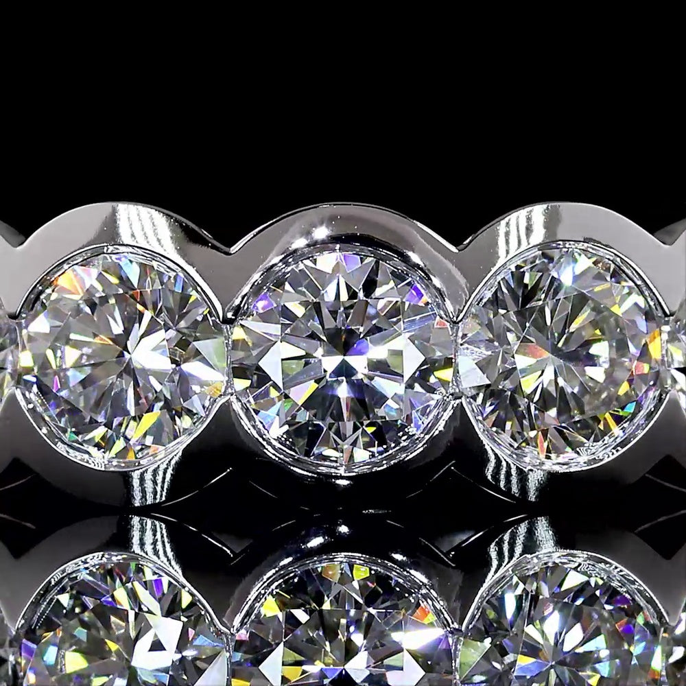 14K White Gold Half Eternity Band with Half Bezel Set Round Lab Diamonds (E-F, VS2) - 2.36 Carats Total Diamond Weight - Covaloro Fine Jewelry