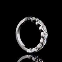 14K White Gold Half Eternity Band with Half Bezel Set Round Lab Diamonds (E-F, VS2) - 2.36 Carats Total Diamond Weight - Covaloro Fine Jewelry