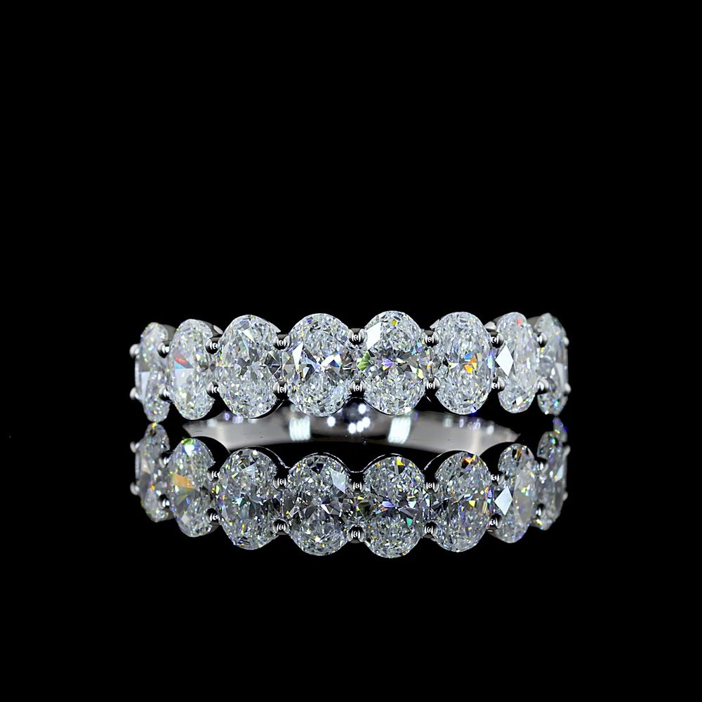 14K White Gold Half Eternity Band with North-South Oval Cut Lab Diamonds - 1.97 Carats Total Diamond Weight - Covaloro Fine Jewelry